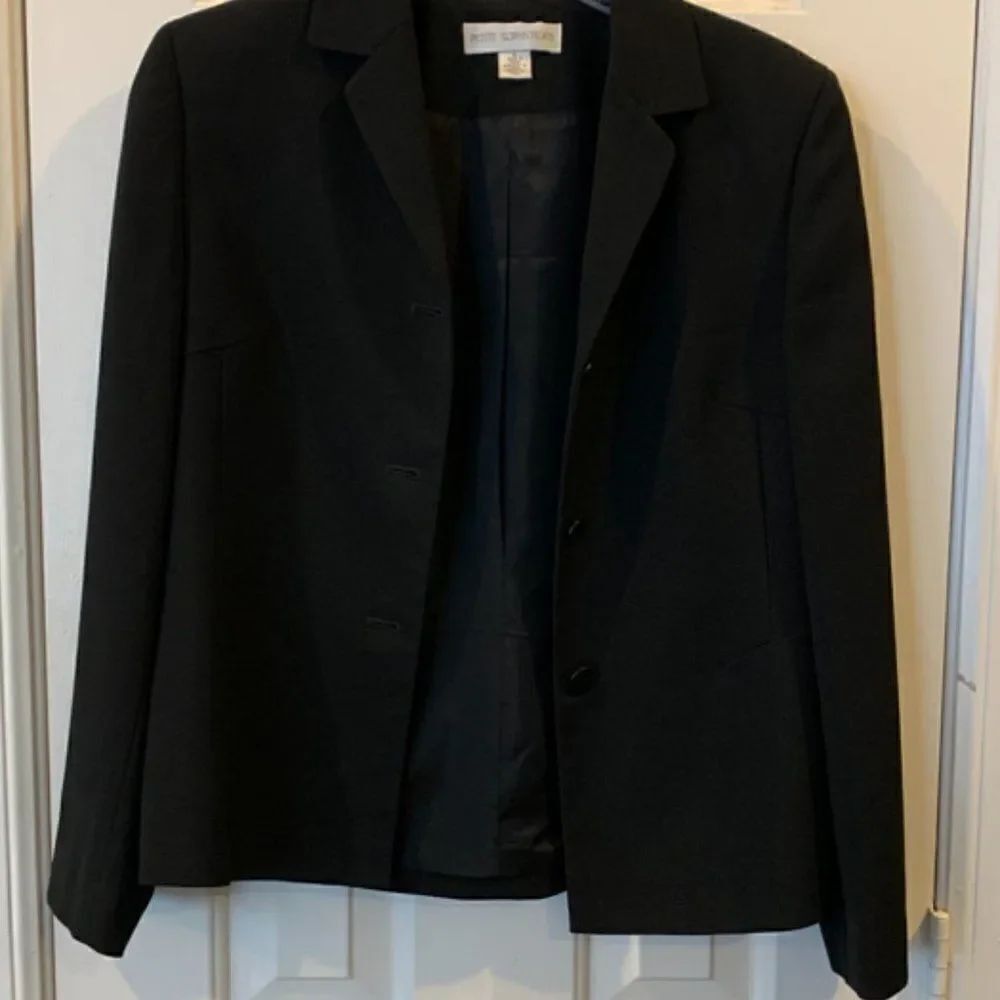 Petite Sophisticated Three Button Black Blazer